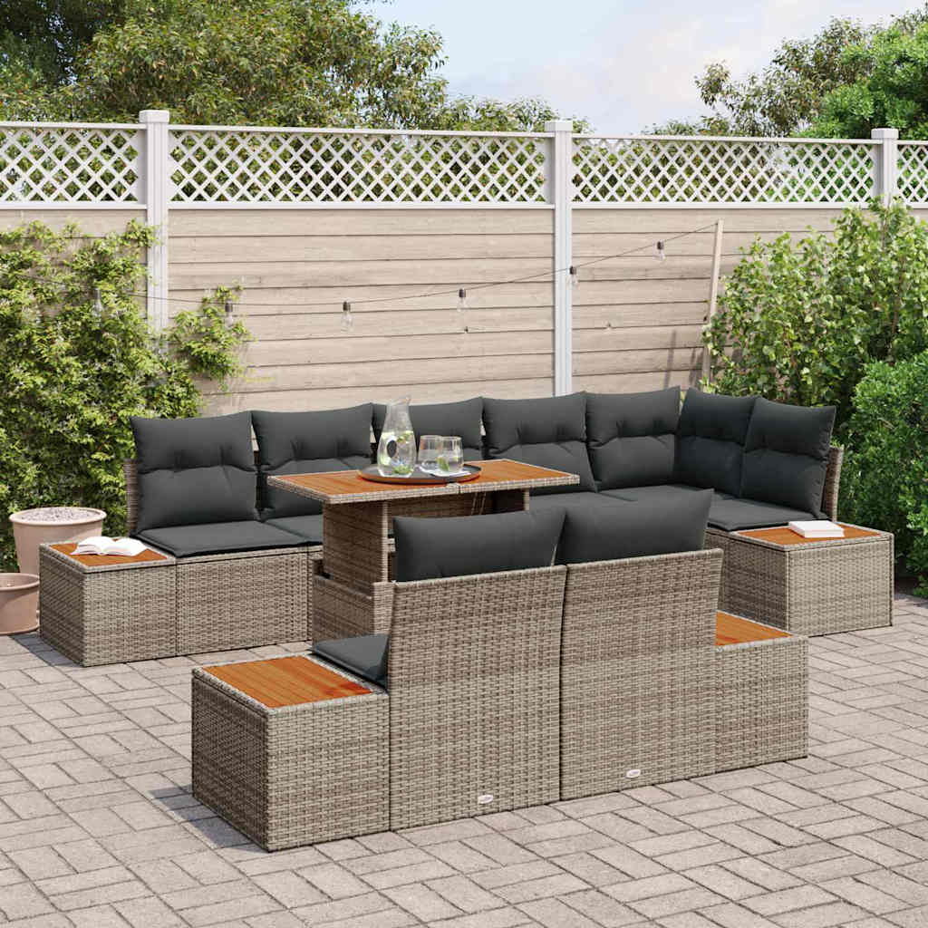 Conjunto de sofá de jardín 9 pcs Gris Poliratán