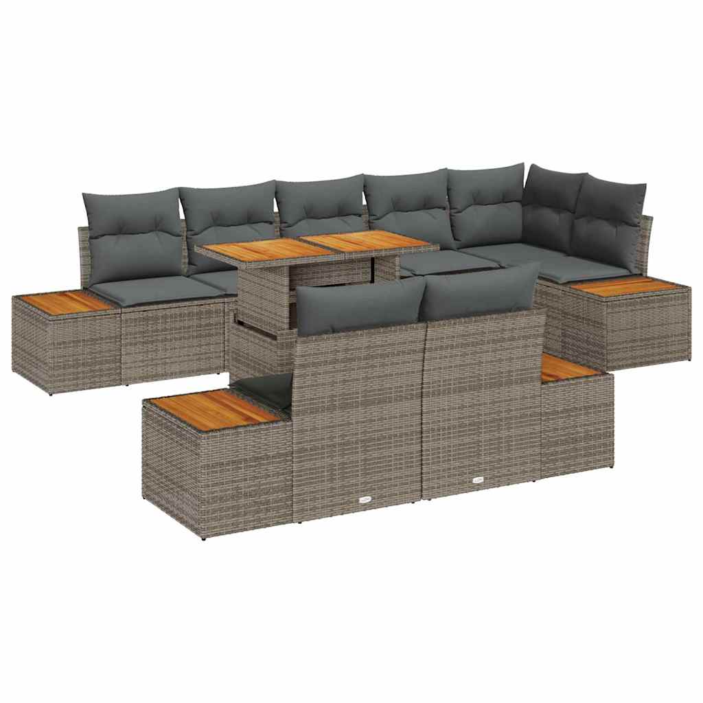 Conjunto de sofá de jardín 9 pcs Gris Poliratán