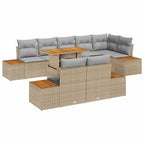 Conjunto de sofá de jardín 9 pcs Beige Poliratán