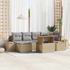 Conjunto de sofá de jardín 7 pcs Beige Poliratán