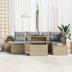 Conjunto de sofá de jardín 7 pcs Beige Poliratán
