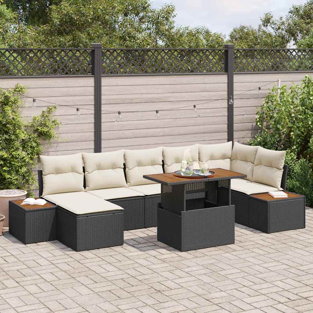Conjunto de sofá de jardín 8 pcs Beige Poliratán