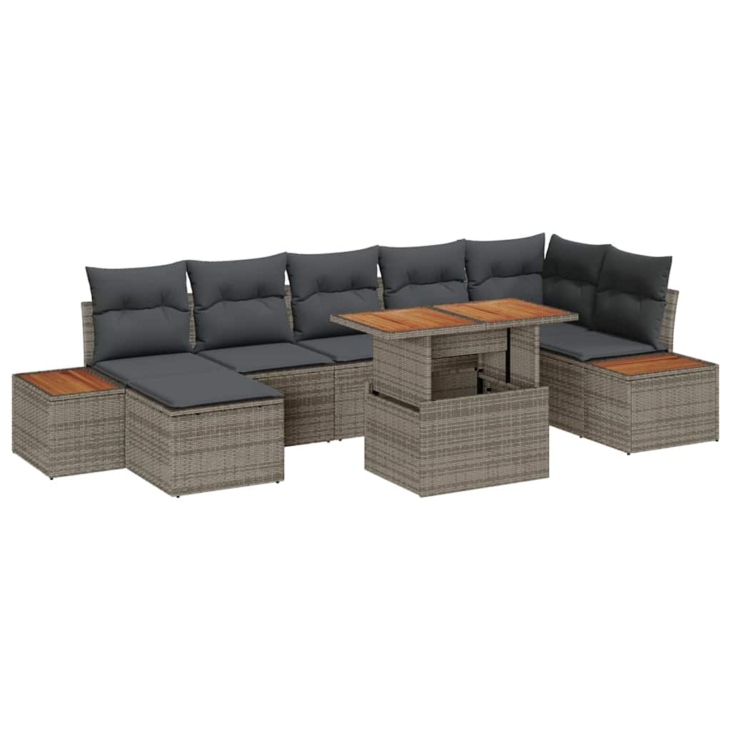 Conjunto de sofá de jardín 8 pcs Beige Poliratán