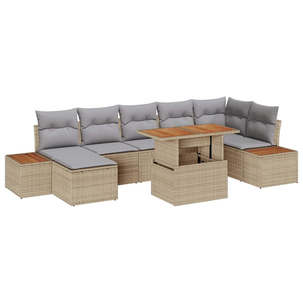 Conjunto de sofá de jardín 8 pcs Beige Poliratán