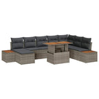 Conjunto de sofá de jardín 9 pcs Beige Poliratán