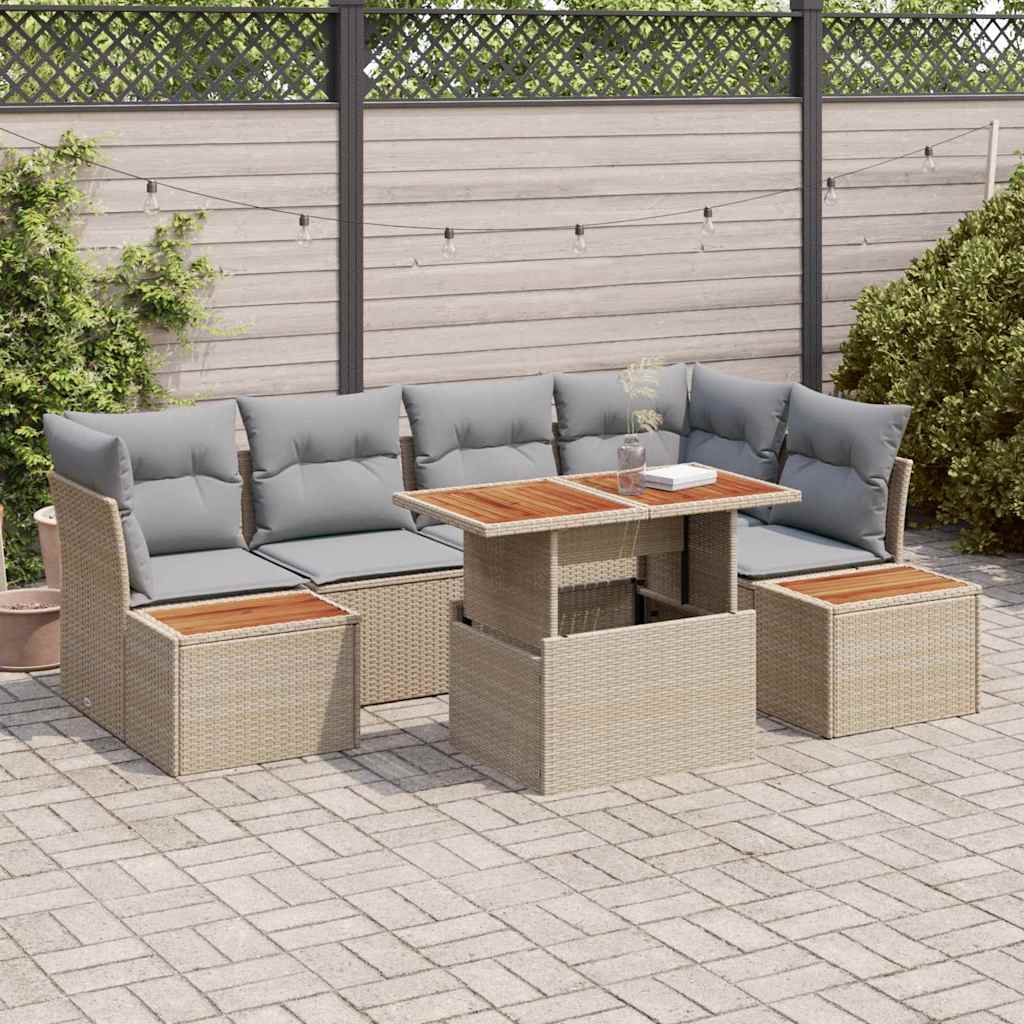 Conjunto de sofá de jardín 10 pcs Beige Poliratán