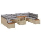 Conjunto de sofá de jardín 11 pcs Beige Poliratán