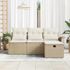 Conjunto de sofá de jardín 4 pcs Beige y Crema ratán sintético