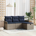 Conjunto de sofá de jardín 4 pcs Beige y Crema ratán sintético