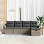 Conjunto de sofás de jardín Manual 5 pcs Gris ratán sintético