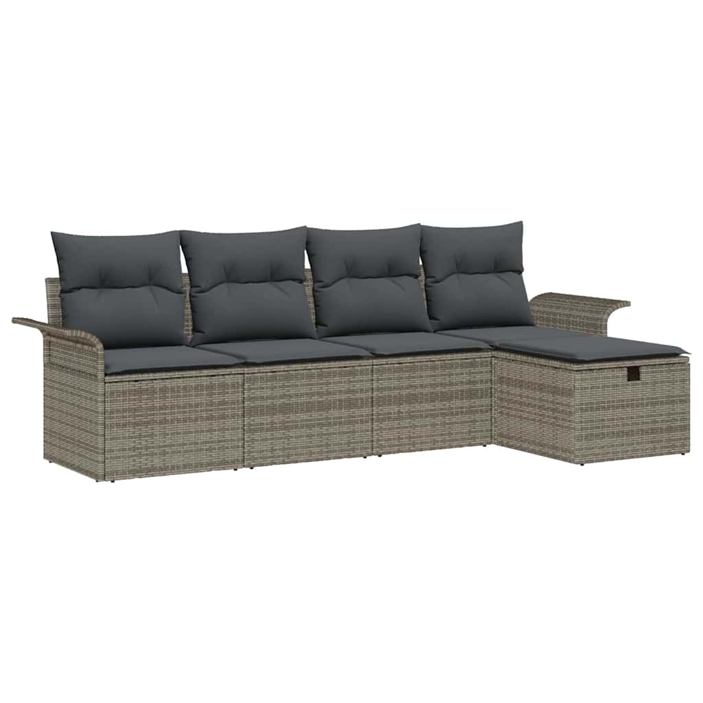 Conjunto de sofás de jardín Manual 5 pcs Gris ratán sintético