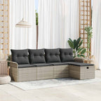 Conjunto de sofás de jardín 5 pcs Gris Claro ratán sintético