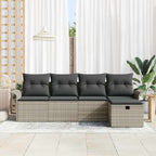 Conjunto de sofás de jardín 5 pcs Gris Claro ratán sintético