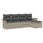 Conjunto de sofás de jardín 5 pcs Gris Claro ratán sintético