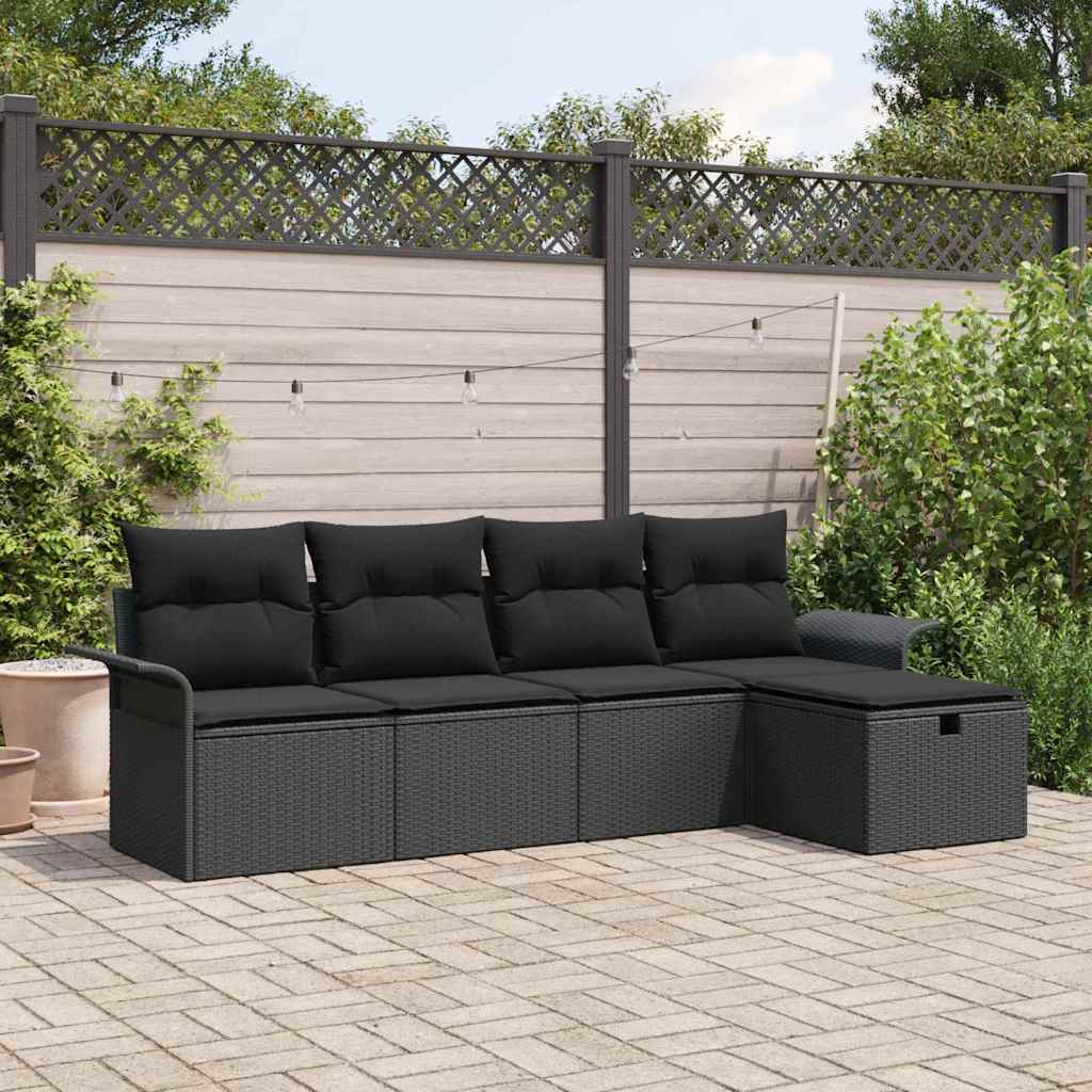 Conjunto de sofás de jardín Manual 5 pcs Gris ratán sintético