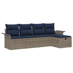 Conjunto de sofá de jardín 5 pcs Gris y marino ratán sintético
