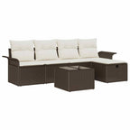 Conjunto de sofás de jardín con cojín 6 pcs Marrón y crema