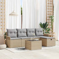 Conjunto de sofás de jardín con cojín 6 pcs Beige y Gris Claro