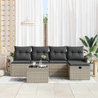 Conjunto de sofás de jardín 6 pcs Gris Claro ratán sintético