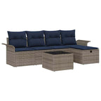 Conjunto de sofá de jardín 6 pcs Gris y marino ratán sintético