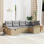 Conjunto de sofá de jardín con cojín 6 pcs Beige y Gris Claro