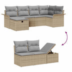 Conjunto de sofá de jardín con cojín 6 pcs Beige y Gris Claro