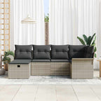 Conjunto de sofá de jardín 6 pcs Gris Claro ratán sintético