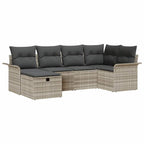 Conjunto de sofá de jardín 6 pcs Gris Claro ratán sintético