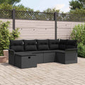 Conjunto de sofá de jardín Manual 6 pcs Negro ratán sintético