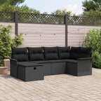 Conjunto de sofá de jardín Manual 6 pcs Negro ratán sintético