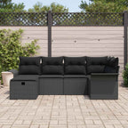 Conjunto de sofá de jardín Manual 6 pcs Negro ratán sintético