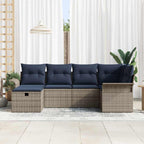 Conjunto de sofá de jardín 6 pcs Gris y marino ratán sintético