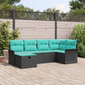 Conjunto de sofá de jardín con cojín 6 pcs Negro y Turquesa