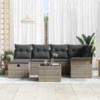 Conjunto de sofá de jardín con cojín 7 pcs Gris ratán sintético