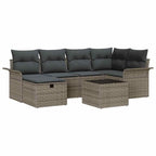 Conjunto de sofá de jardín con cojín 7 pcs Gris ratán sintético