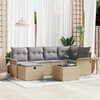 Conjunto de sofá de jardín con cojín 7 pcs Beige y Gris Claro