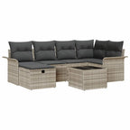 Conjunto de sofá de jardín 7 pcs Gris Claro ratán sintético