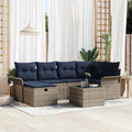 Conjunto de sofá de jardín 7 pcs Gris y marino ratán sintético