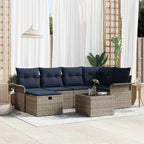 Conjunto de sofá de jardín 7 pcs Gris y marino ratán sintético