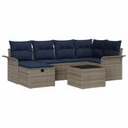 Conjunto de sofá de jardín 7 pcs Gris y marino ratán sintético