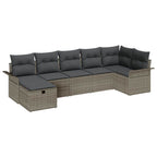 Conjunto de sofá de jardín con cojín 7 pcs Gris ratán sintético
