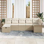 Conjunto de sofá de jardín 7 pcs Beige y Crema ratán sintético