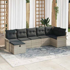 Conjunto de sofá de jardín 7 pcs Gris Claro ratán sintético