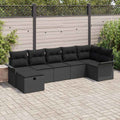 Conjunto de sofá de jardín Manual 7 pcs Negro ratán sintético