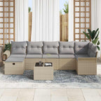 Conjunto de sofá de jardín con cojín 8 pcs Beige y Gris Claro