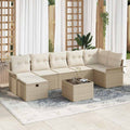 Conjunto de sofá de jardín 8 pcs Beige y Crema ratán sintético