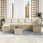 Conjunto de sofá de jardín 8 pcs Beige y Crema ratán sintético