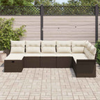 Conjunto de sofá de jardín 8 pcs Marrón y crema ratán sintético