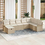 Conjunto de sofá de jardín 8 pcs Beige y Crema ratán sintético