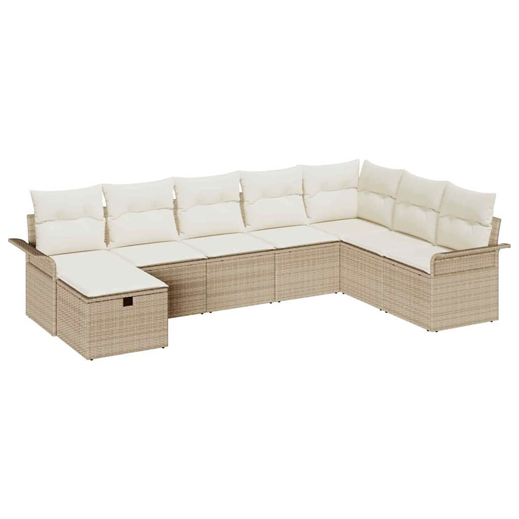 Conjunto de sofá de jardín 8 pcs Beige y Crema ratán sintético